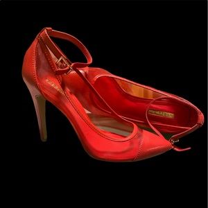 BCBGeneration Red Cynthia Leather Kid Mesh Pointed Toe Ankle Stiletto Pump 8